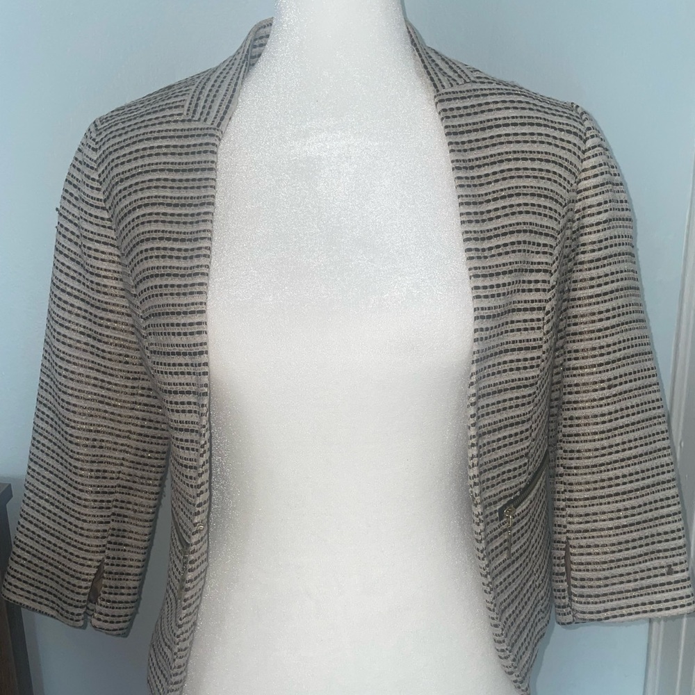 H&M Striped Open Blazer with 3/4 Length Sleeves